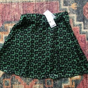Green flower urban outfitters skater skirt